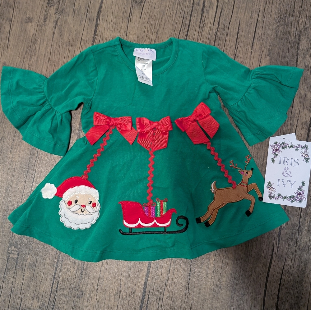 NWT! Iris & Ivy Baby Girls' Cotton Christmas Applique Dress